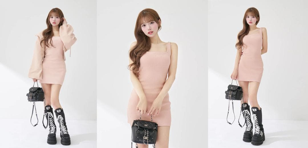 ダーリッチ darich シェイプリブカットミニワンピース ホワイト FL