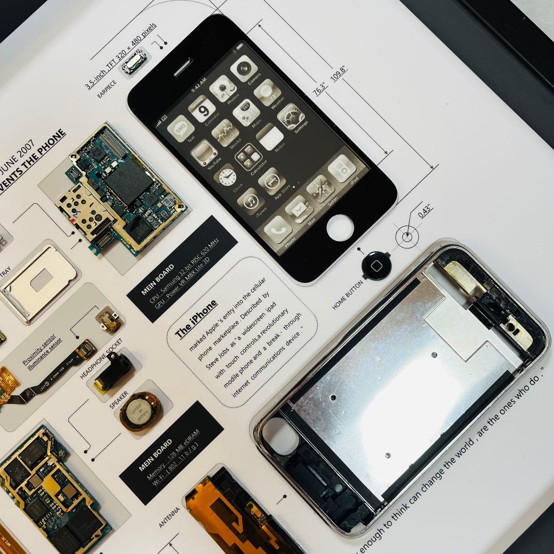 【プレミアム端末】 iPhone 2G 標本アート 高級木製ボックスフレーム仕様