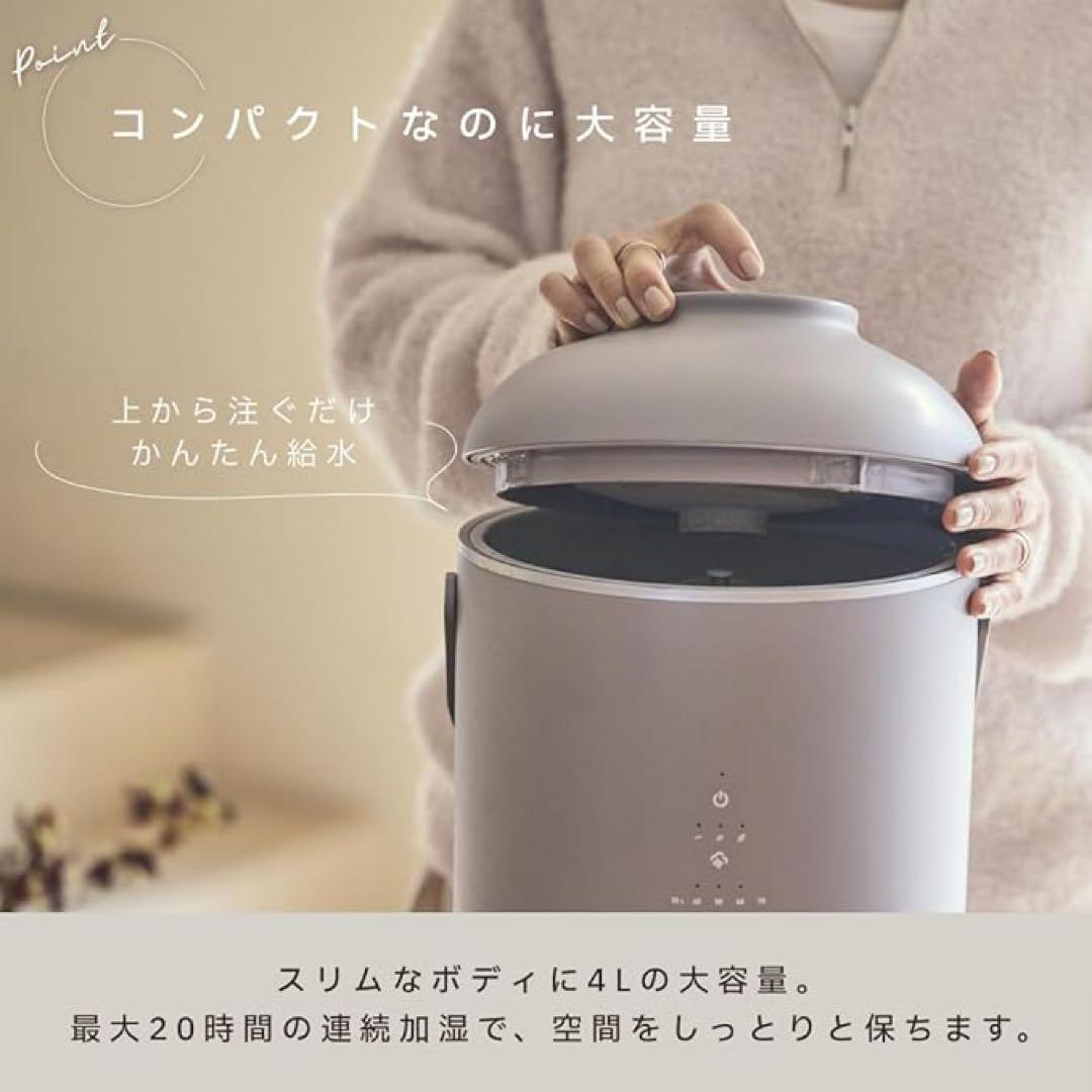 スチーム式加湿器 4L スマホ操作 ショコラ cocono airy fog