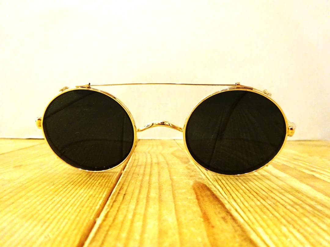 ☆希少☆ 治太夫作 クリップ式サングラス付き 丸眼鏡 一山タイプ