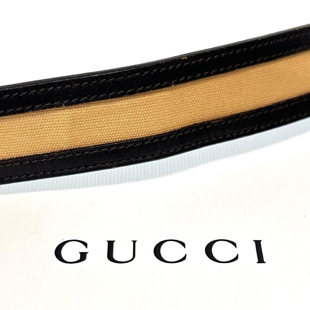 未使用級✨希少 GUCCI ベルト インターロッキング GGバックル ブラウン