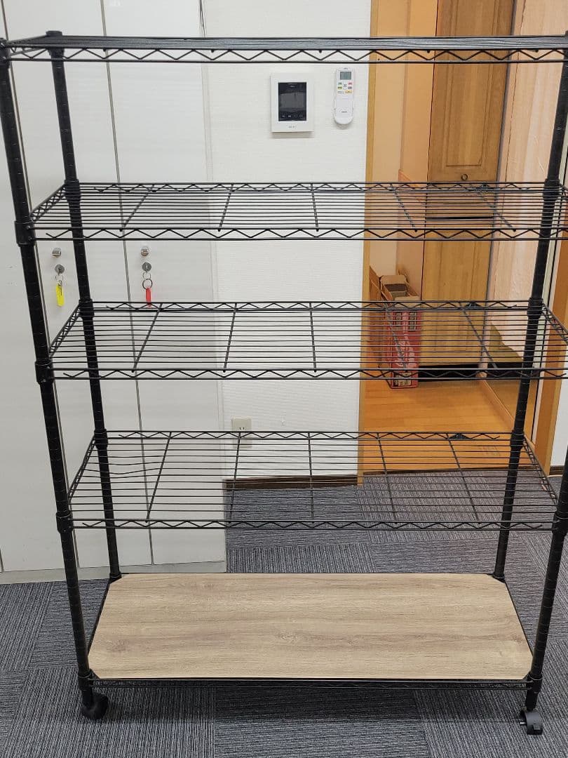 【ワケアリ】 ルミナスノワール スチールラック ５段 リバーシブル天板付き