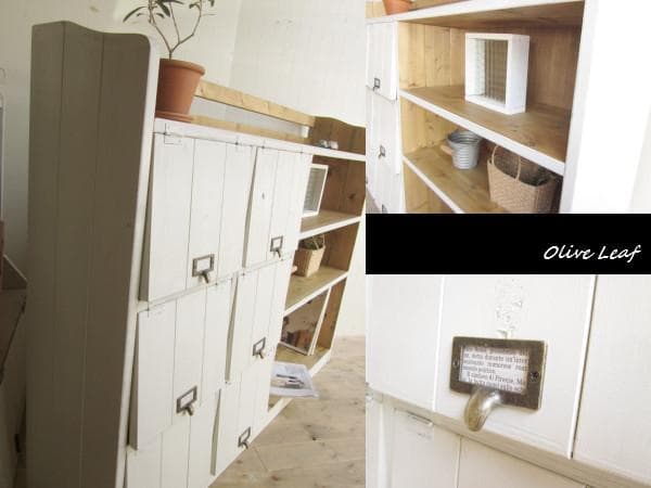 サイズオーダー可！●超ワイド6枚パタパタキャビネット●シャビーブラウン受注製作