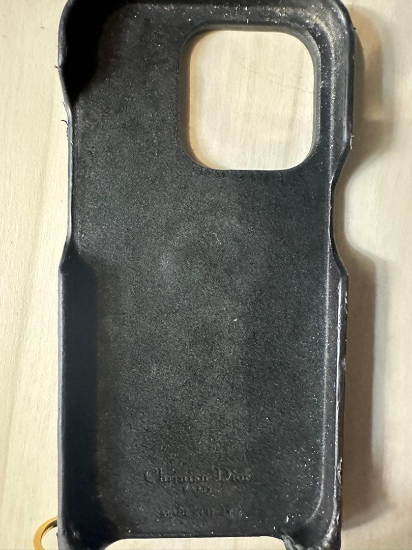 Christian Dior ブラックレザー 14プロiPhoneケース