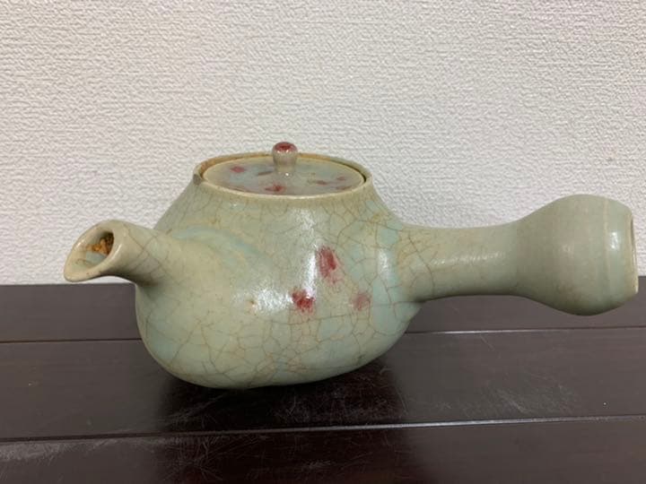古美術　茶道具　青磁赤釉急須　時代物