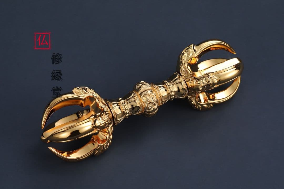 【修縁堂】真言宗 法器 密教法具 蓮華五股金剛鈴3点セット