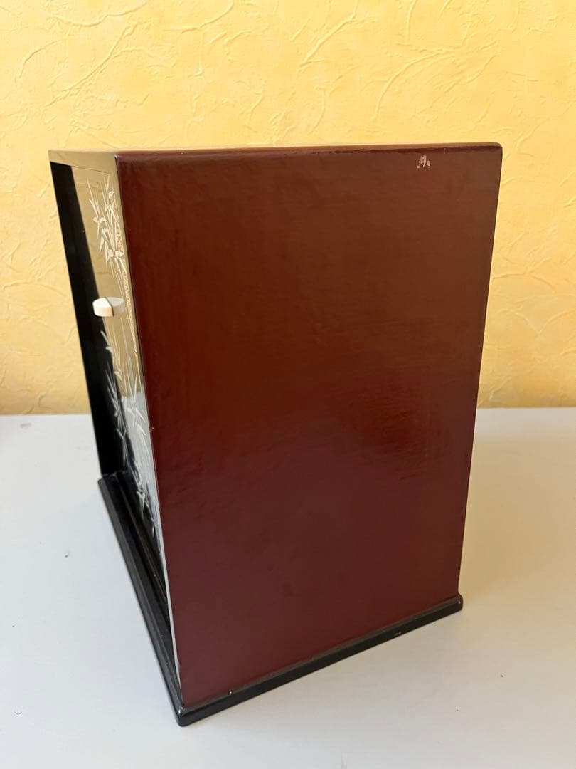 螺鈿細工 黒漆飾り棚 小物収納箱 竹文様 和室インテリア