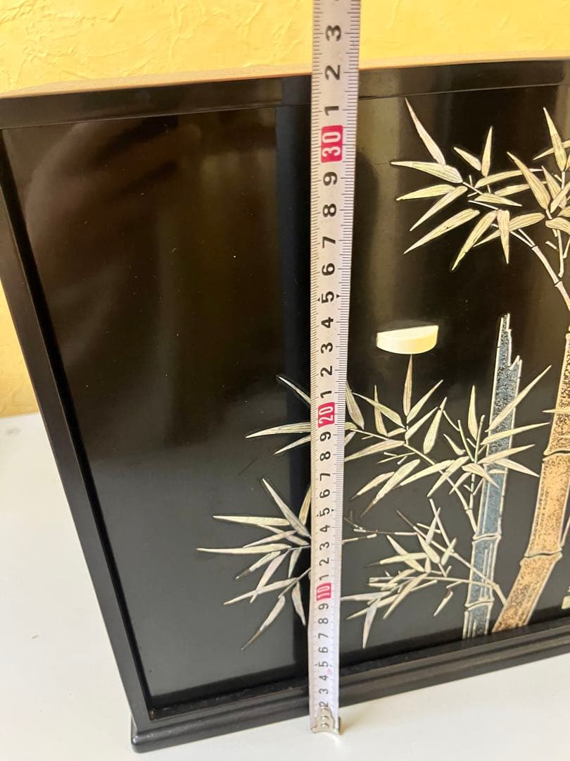 螺鈿細工 黒漆飾り棚 小物収納箱 竹文様 和室インテリア