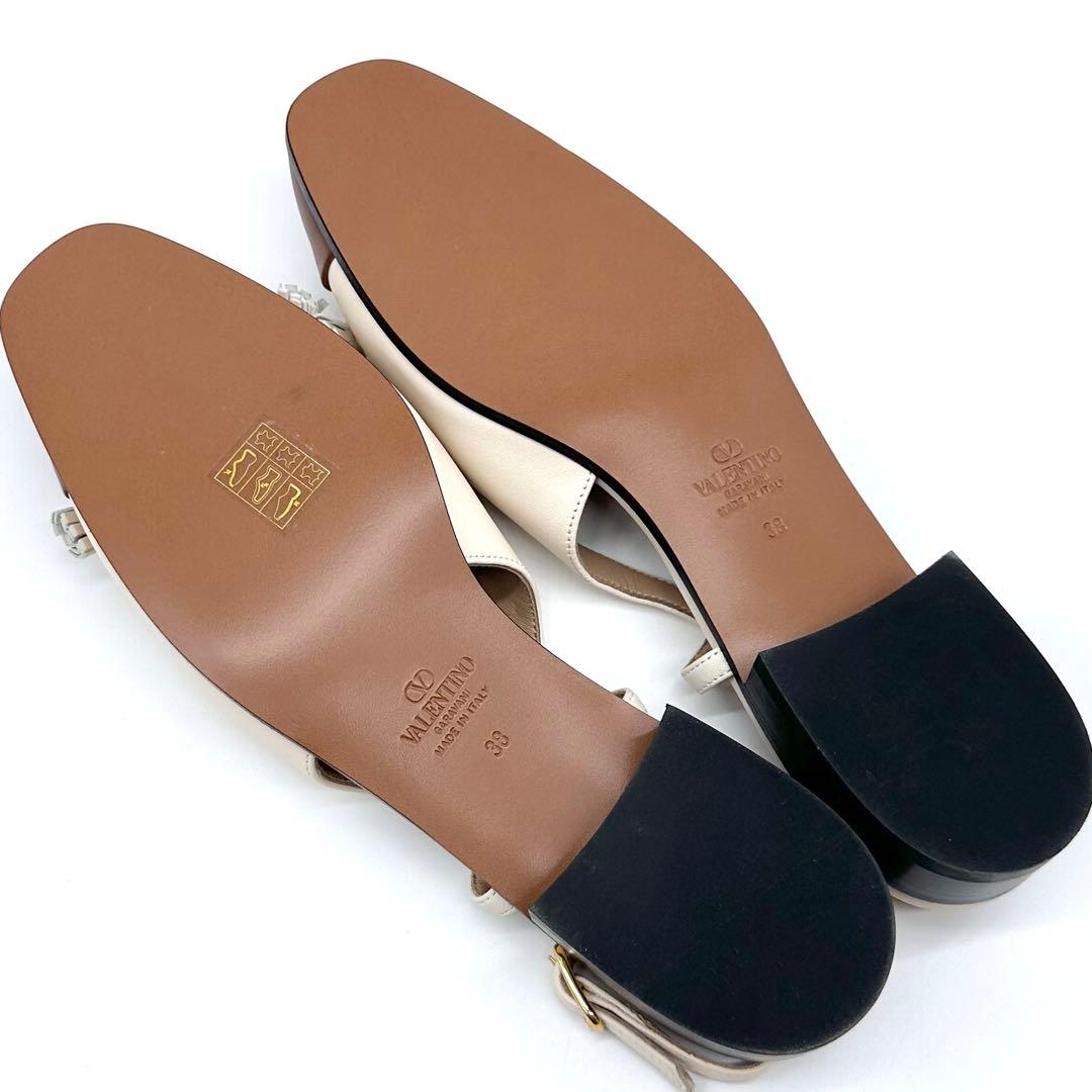未使用✨ヴァレンティノガラヴァーニ スリングバック フラットシューズ 本革 38