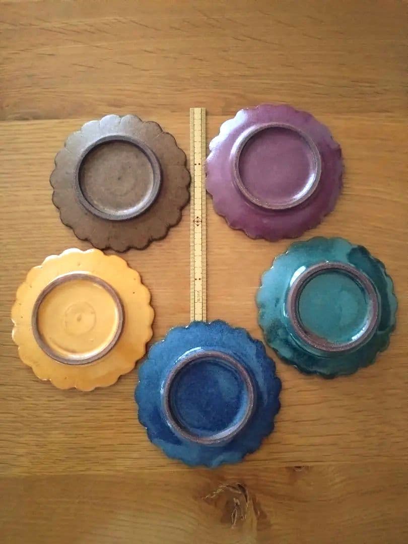 小澤基晴さん　輪花皿　3寸・４寸　各5色セット　（mn）