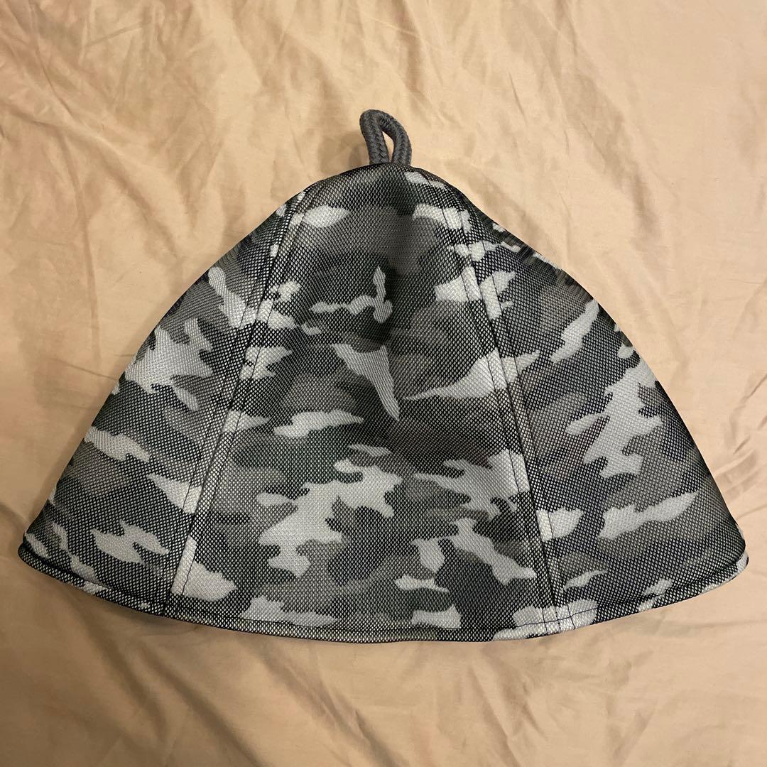 ベストサウナハット　良質蒸温　リバーシブルメッシュ　モノトーン迷彩　ブラック