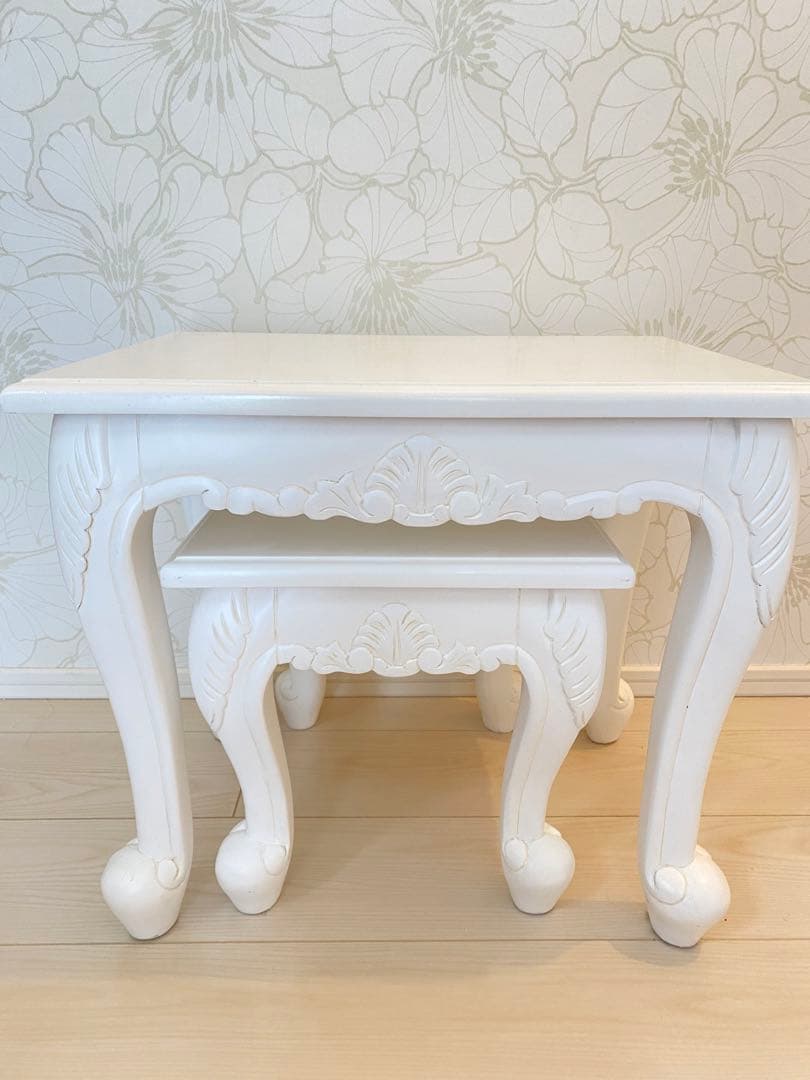 m*4様 萩原 ヴィオレッタ ネストテーブル 2点セット 猫足 アンティーク ホ