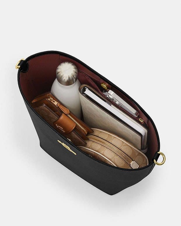 COACH LTH LG CITY BCKT ブラック ショルダーバッグ