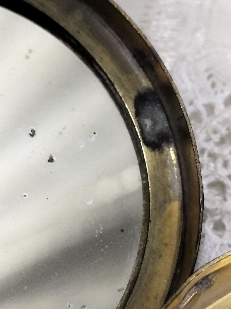 ITALY製 マイクロモザイク コンパクトミラー 小物入れに 薔薇 アンティーク