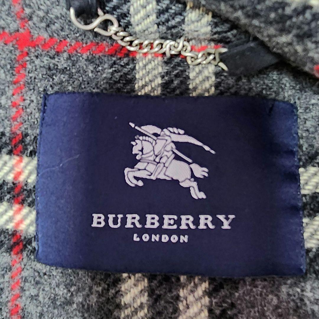 ✨英国製✨バーバリーロンドン❣️ダッフルコート　L位　グレー　バーバリーチェック