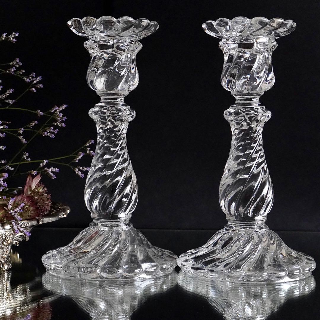 1890年オールドバカラBACCARATバンブー★キャンドルホルダー燭台ペア希少