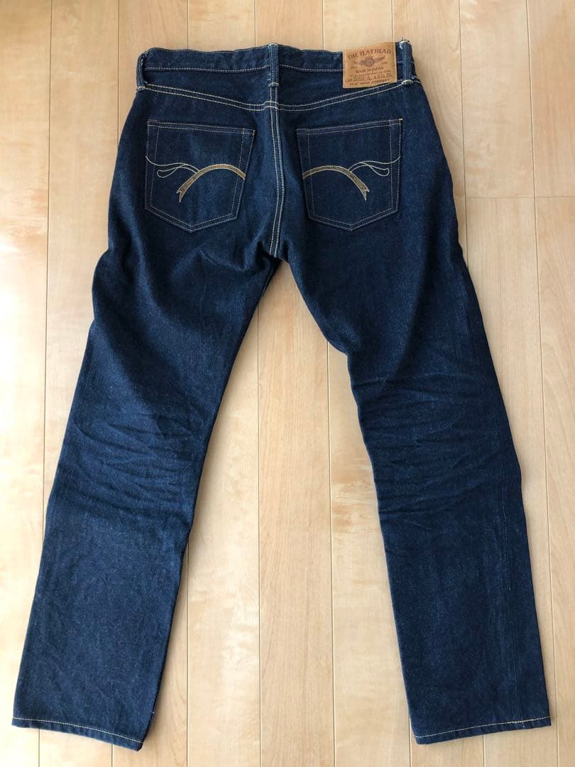 フラットヘッド　3002-A 藍MIX スリムストレート　32