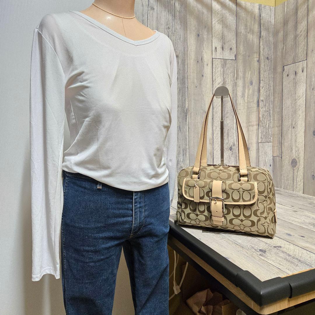 COACH　コーチ　ハンドバッグ　ショルダー　肩掛け　シグネチャー　【極美品】