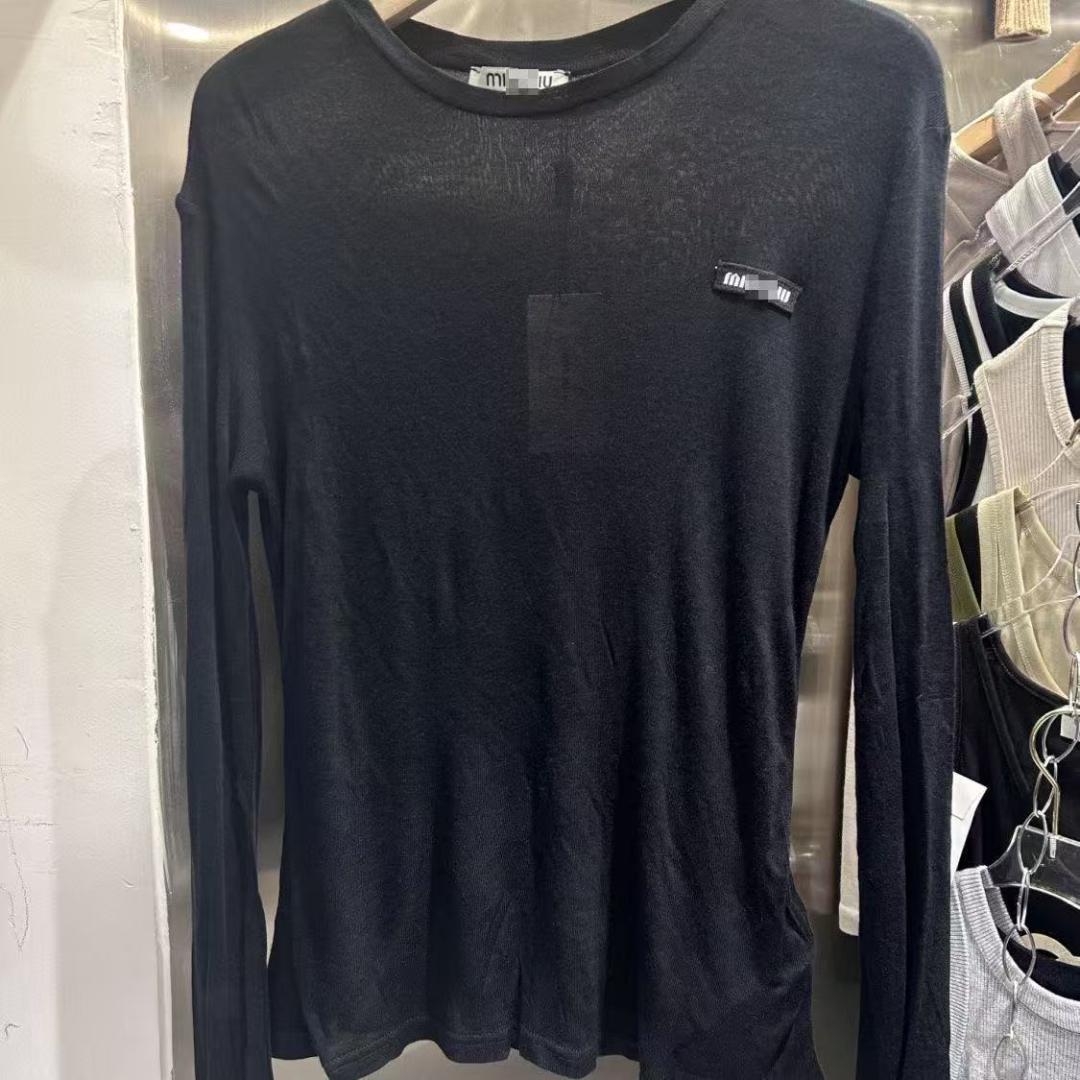 【新品未使用】ブラック ロゴ シアー トップス ロンT