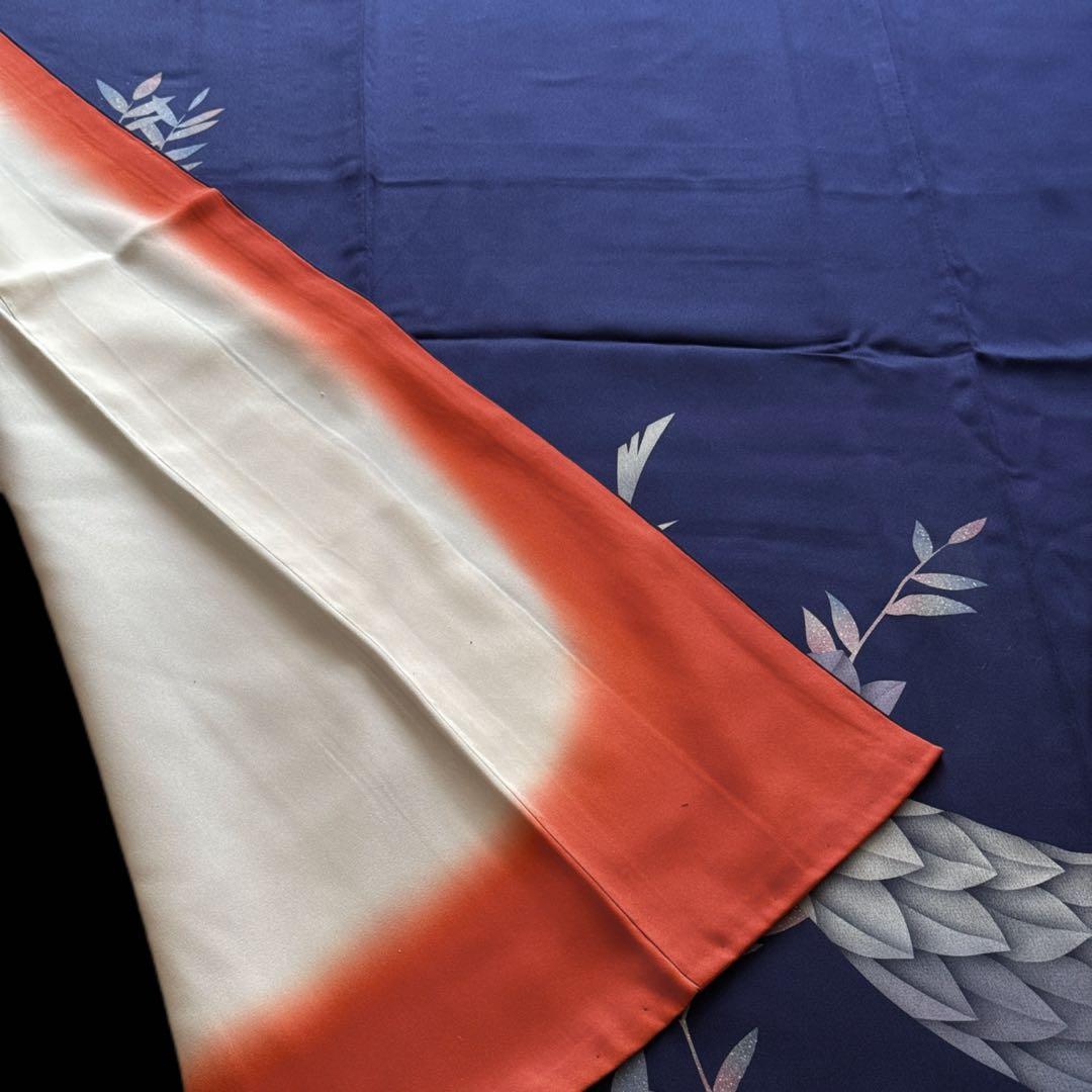 振袖フルセット　トールサイズ　正絹長襦袢つき　紺色　成人式　159〜169