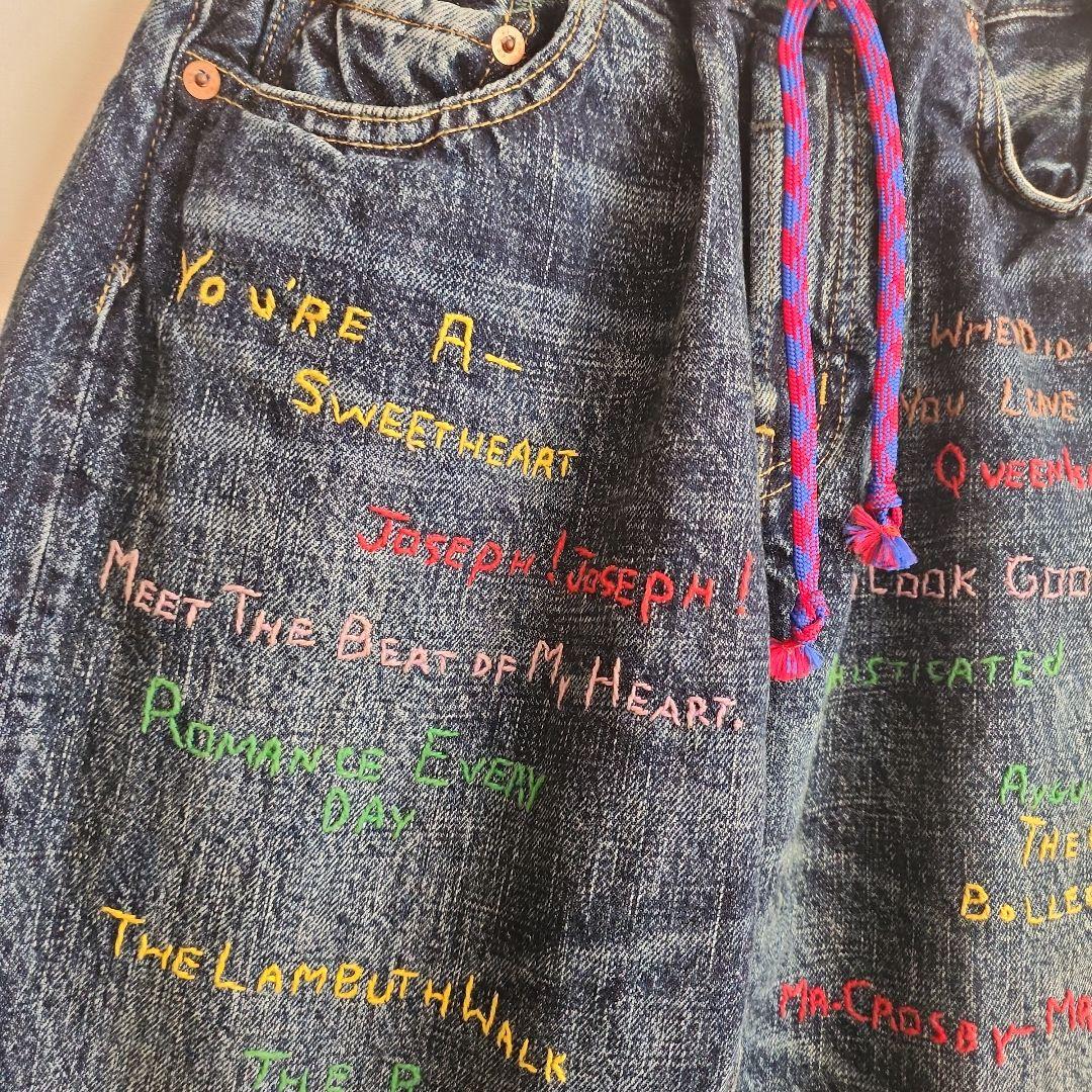 未使用品　デニム&ダンガリー　刺繍付きイージーデニムパンツ　01 150 SM