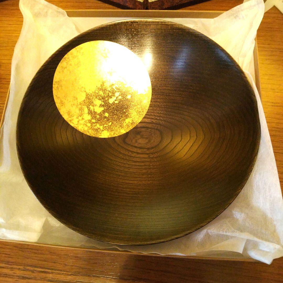 [新品] 箔一 おぼろ月 ８寸(漆) 木製ボウル 金箔装飾 金沢金箔