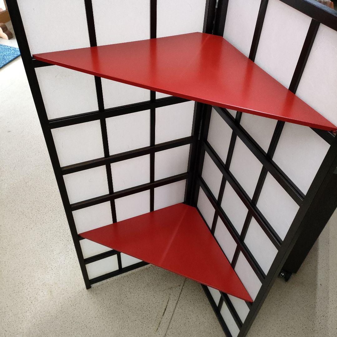赤い3段コーナーシェルフ飾り棚使い道色々です高さ121cm折りたたみ収納可能！