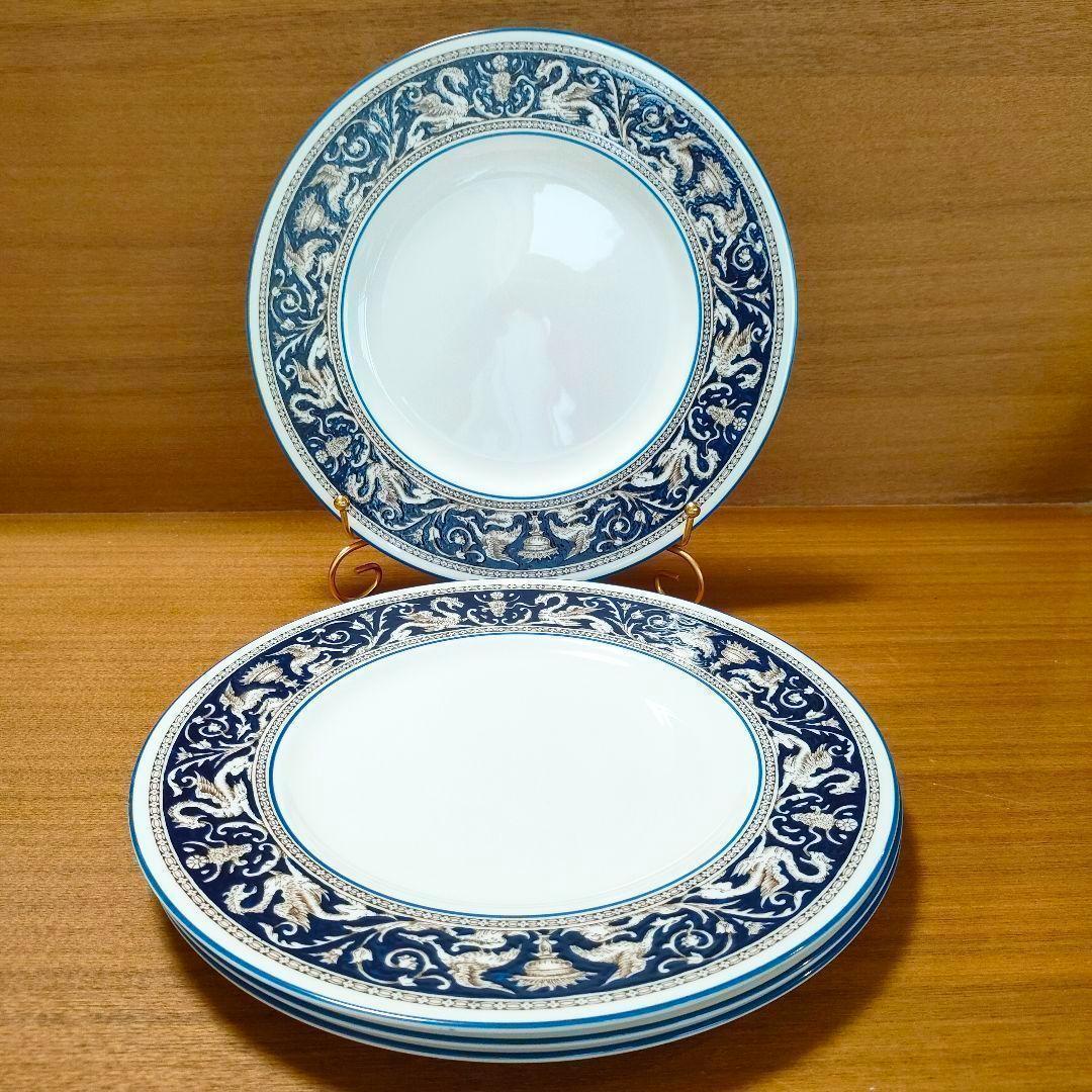 美品★ウエッジウッド 4枚セット ディナープレート フロレンティーン コバルト