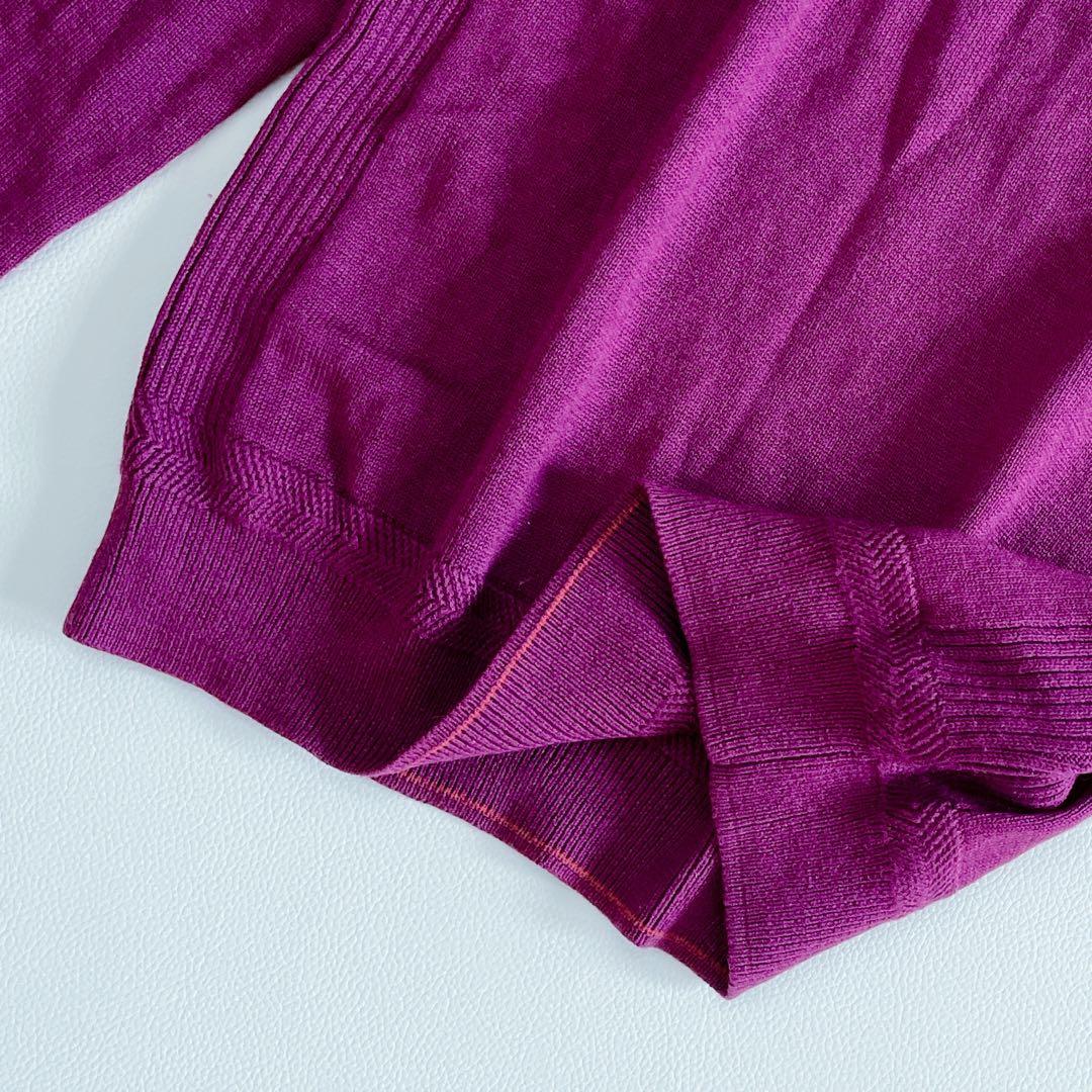 ブリーフィングゴルフ 長袖ニット XS シルク カシミヤ パープル