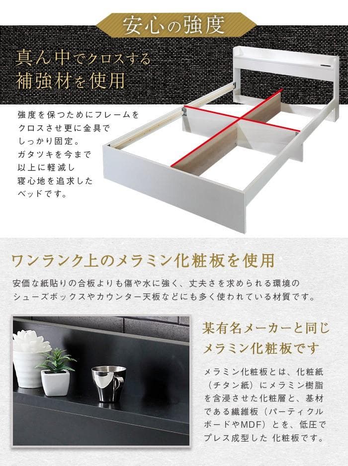 【ダブル　ブラック】シンプルでスタイリッシュなベッド＜フレームのみ＞