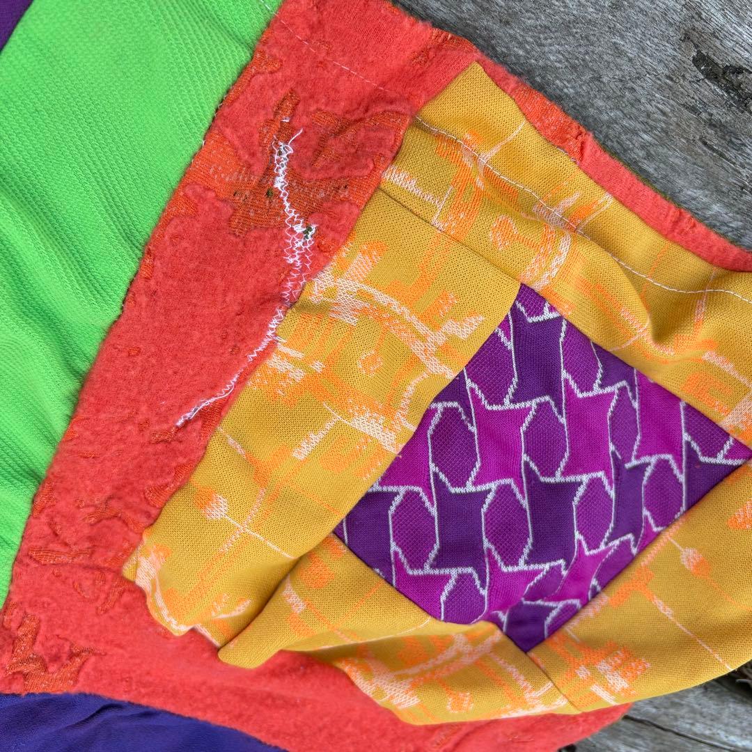 【USA vintage】サイケデリック パッチワーク キルト 布 生地