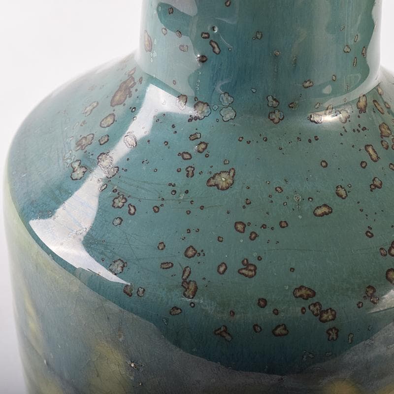 北大路魯山人作　織部焼　花文　耳付花瓶　黒田陶々庵極箱　M　R8680B