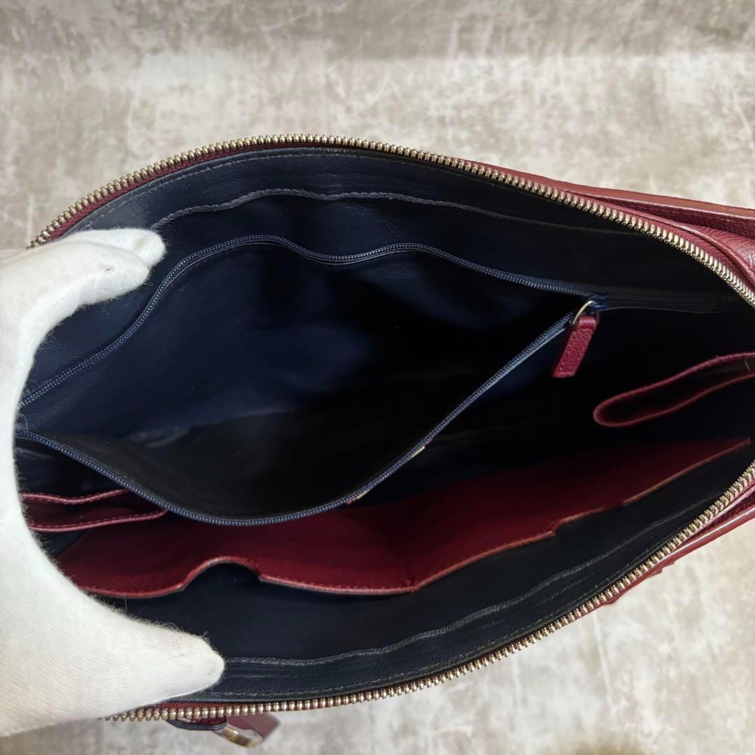 J72 極美品✨BVLGARI ブルガリ　ビジネスバッグ　2way レザー　赤