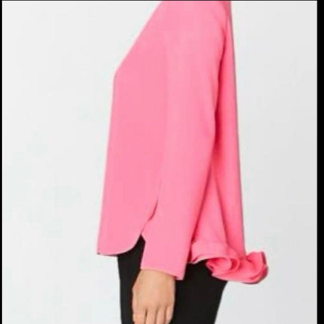 【美品】23AW YOKOCHAN ロングスリーブ バックフリル ブラウス 紺