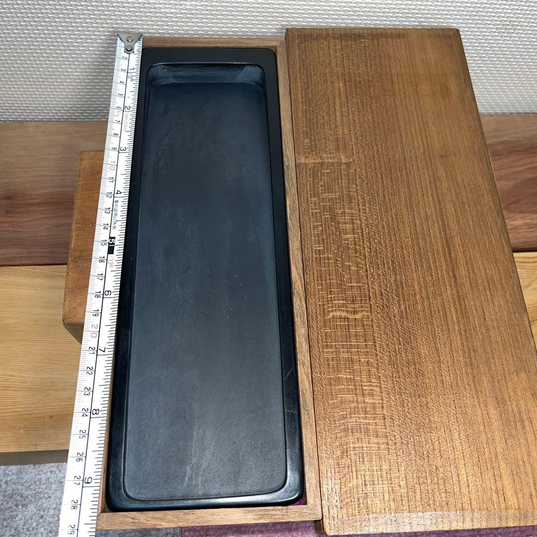 ⭕️ちず⭕️ 雨端硯　長方研　未使用に近い美品　27cm超え　雨端石紋綺麗