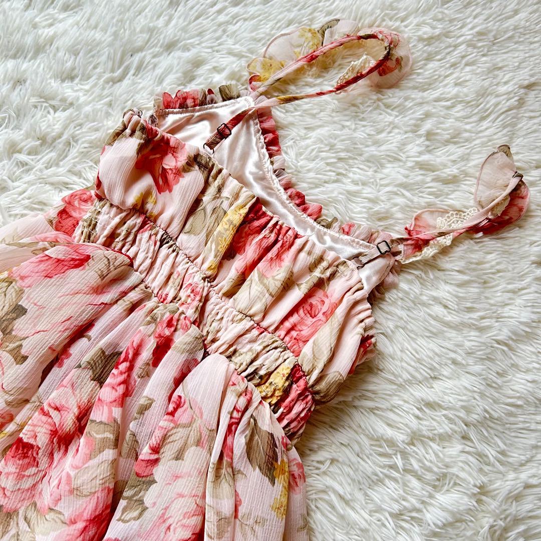 リズリサ 花柄 ピンクリボン フリル レース キャミソール y2k 平成 ギャル