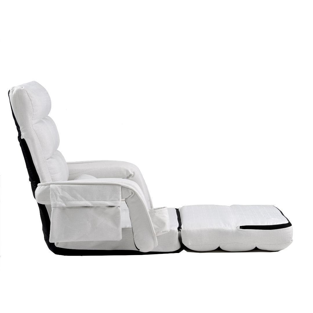座椅子リクライニング14段ギア リクライニングチェアーコンパクト【ホワイト】
