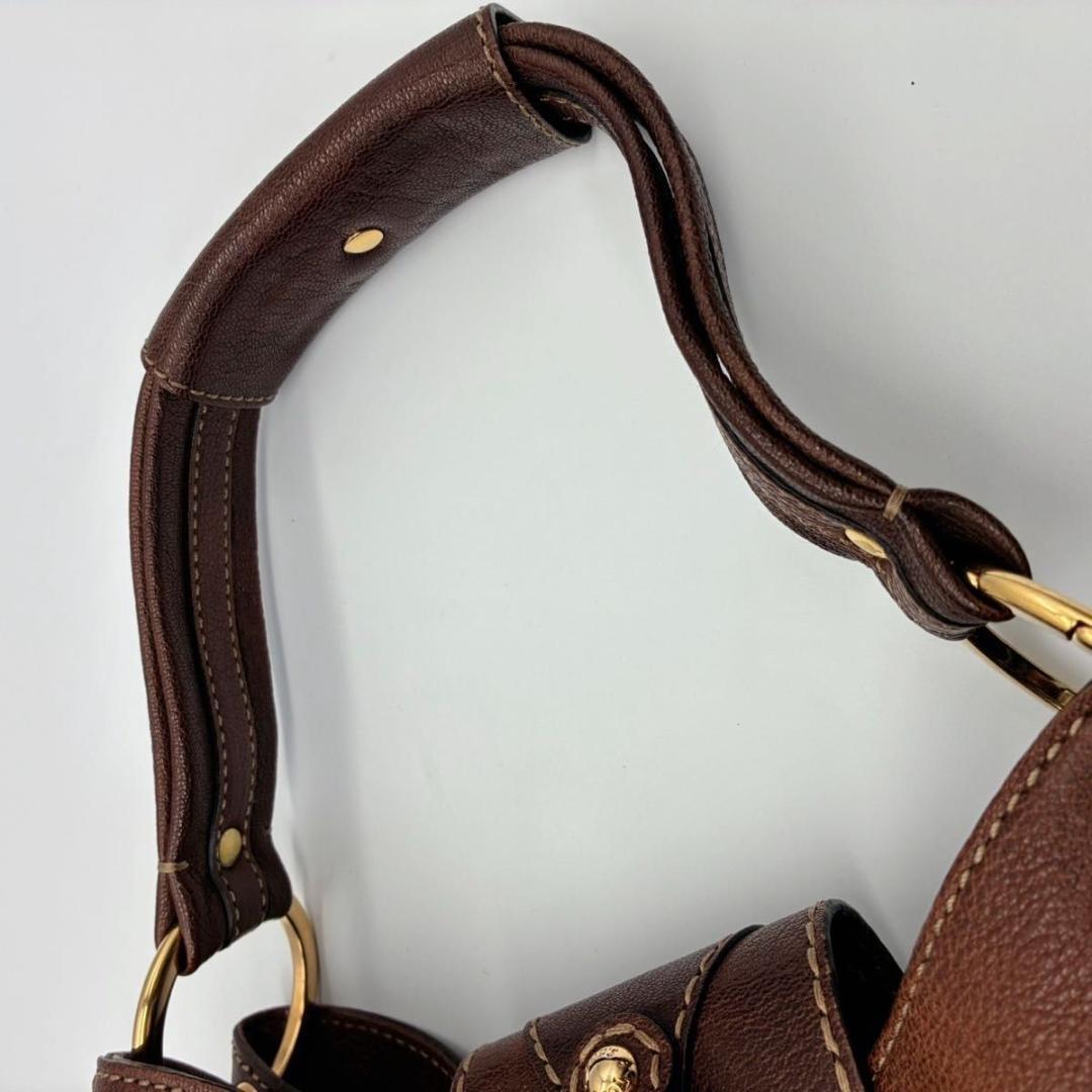 トッズ ホーボー ワンショルダー ショルダーバッグ ブラウン ゴールド金具