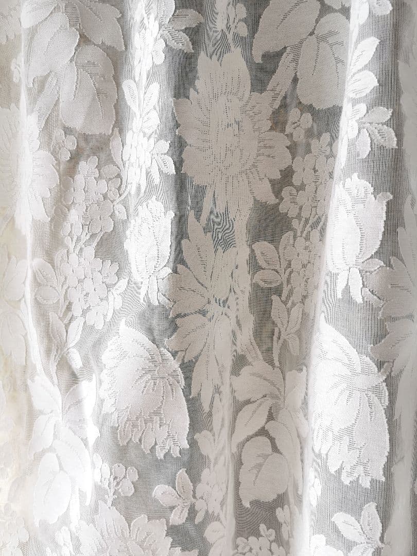 アンティークノッティンガムマドラスレース 向日葵 紫陽花ライラックカーテンパネル