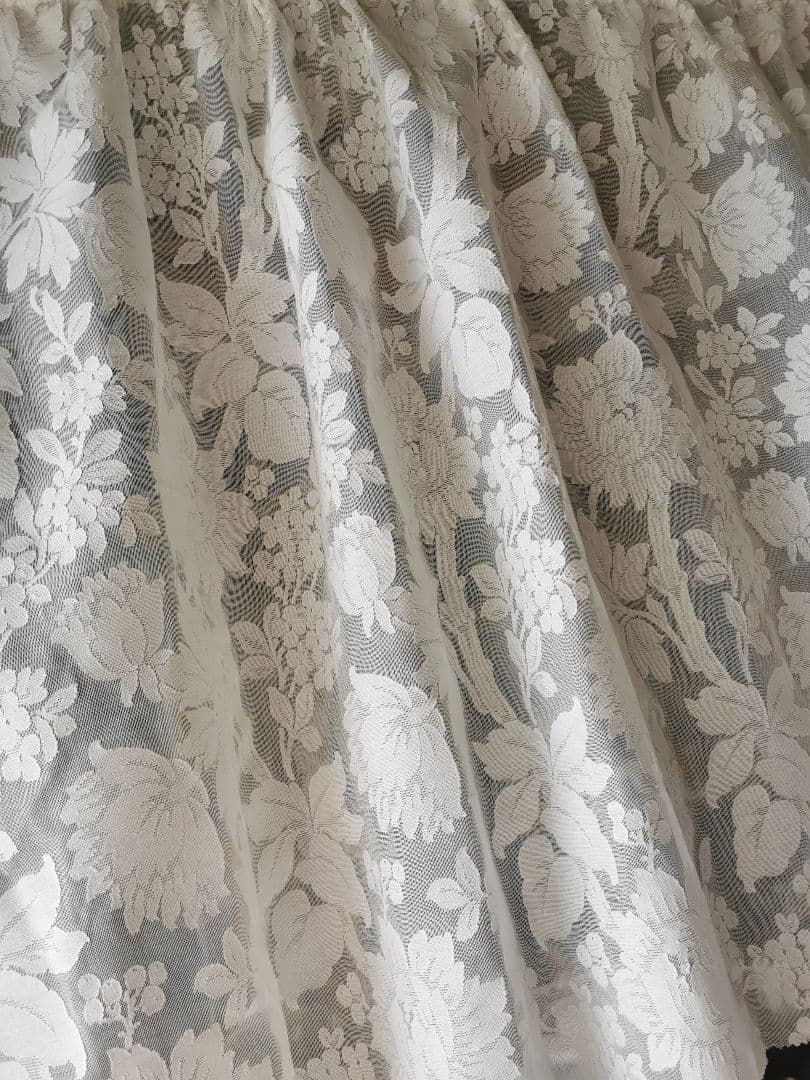 アンティークノッティンガムマドラスレース 向日葵 紫陽花ライラックカーテンパネル