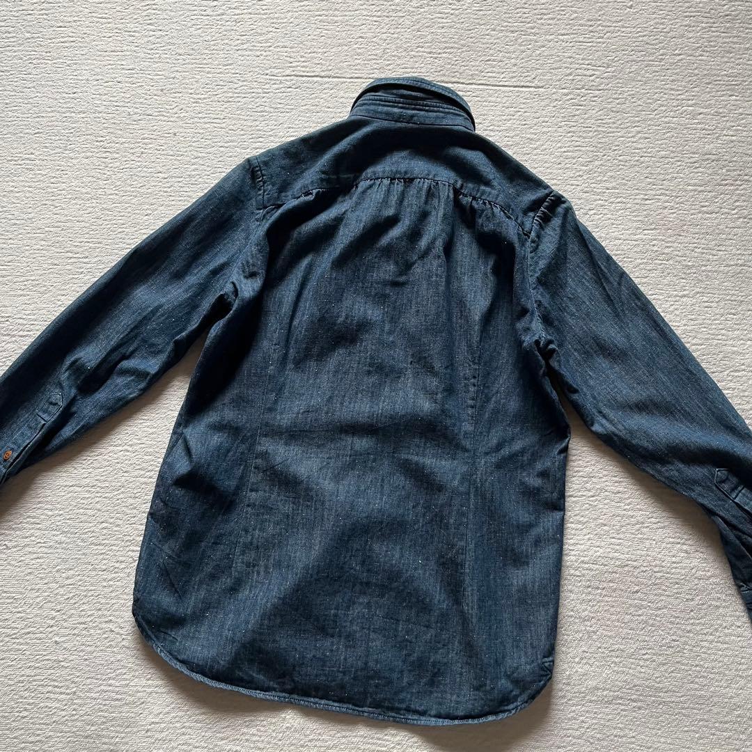 45R 人気 デニム インディゴ染め シャツ ネップ R刺繍 S 45rpm