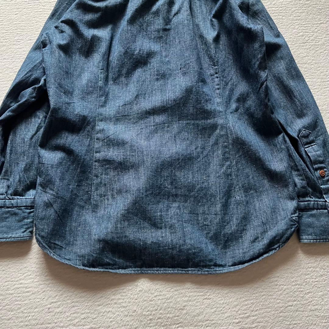 45R 人気 デニム インディゴ染め シャツ ネップ R刺繍 S 45rpm