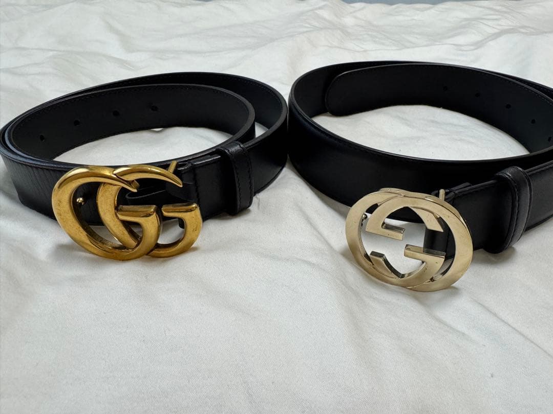 GUCCI ブラックレザー ベルト 2本セット