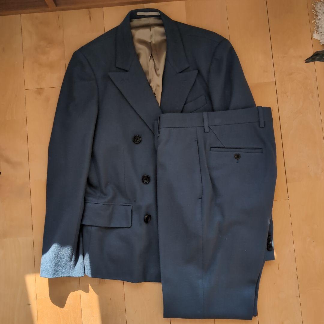 SCYE ウール ダブルブレスト スーツ ダスティブルー