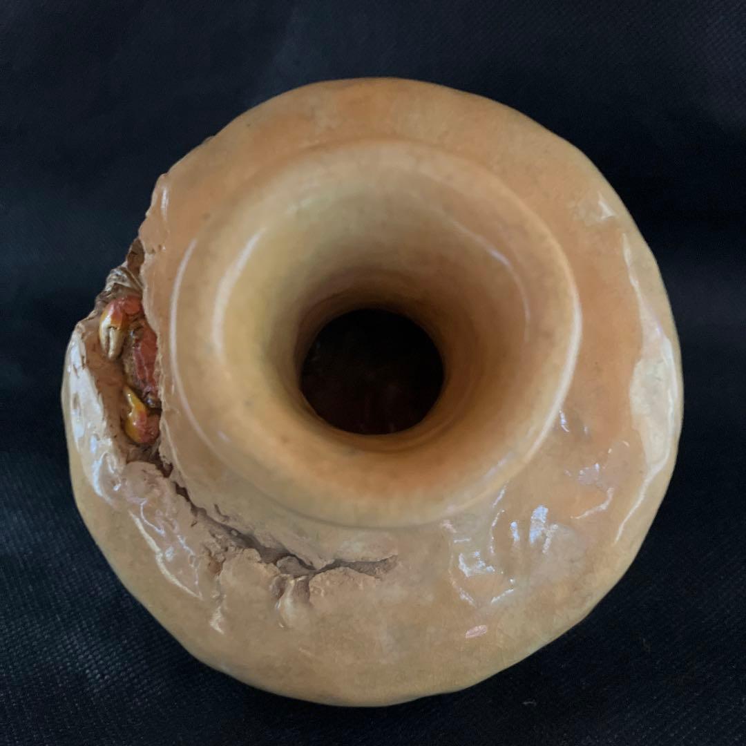 二六焼　楽山焼　水月焼　佐々木二六　　天神蟹　花瓶　花器　一輪挿し　年代物　珍品