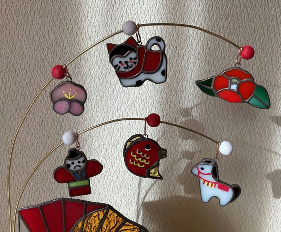 ステンドグラス　お正月飾り