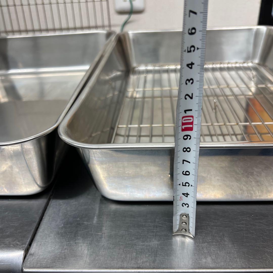 【まとめ売り】ステンレス深型組バット 、角バット（網付き）、トングなど