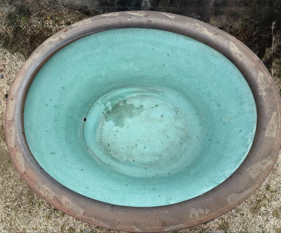 特大メダカ鉢　睡蓮鉢　洋風　インテリア　希少 陶磁器　焼き物　ピータン　皮蛋　甕