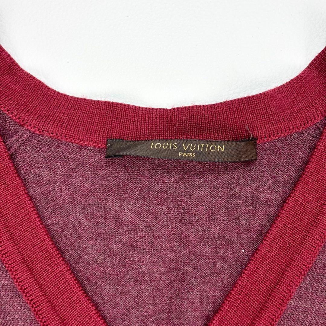 美品✨LOUIS VUITTON ニット カシミヤ混 刺繍ロゴ ボルドー