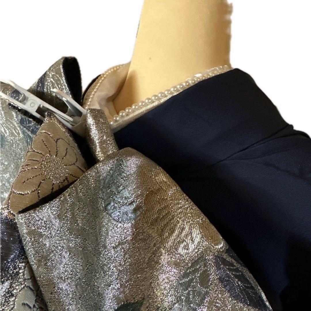 雪の女王❤︎あふれる透明感 紺×シルバーレースの振袖フルセット 成人式